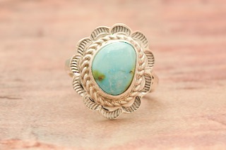 Genuine Sonoran Turquoise Sterling Silver Navajo Ring